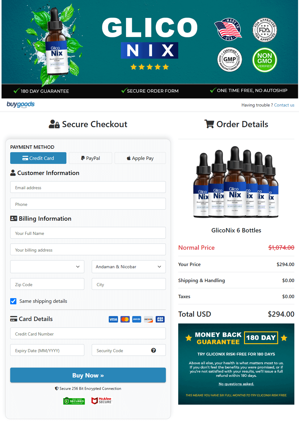 Gliconix Order Page